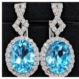 Silver 4.64g Blue Topaz 3ct Earring