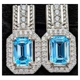 Silver 3.81g Blue Topaz App 1.5ct Earring