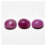 3p Lot 6.40ct Oval Cabochon Purplish Pink Sapphire