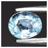 0.61ct 6x5mm Oval Natural Blue Aquamarine - Unheat