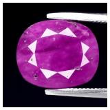 3.98ct 10.3x8.5mm Cushion Natural Purplish Red Rub
