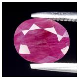 0.85ct 7x5.8mm Oval Natural Purplish Red Ruby - He
