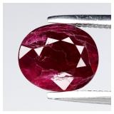 1.45ct 7.3x6.3mm Oval Natural Purplish Red Ruby -