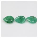 3pcs Lot 1.87ct t.w Pear Natural Green Emerald - Z