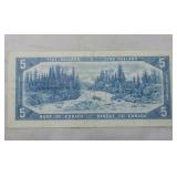 Canada $5 Banknote 1954 BC-39b Beattie Rasminsky