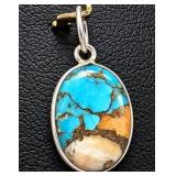 Silver Oyster Turquoise Pendant