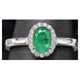Silver 3.63g Emerald 0.5ct Ring