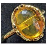 Silver 2.37g Amber Ring