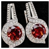 Silver 4.99g Garnet 2ct Earring