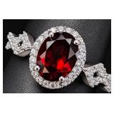 Silver 3.2g Garnet 1ct Ring