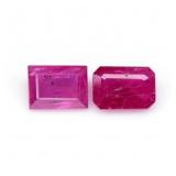 Pair 2pcs/2.14ct Baguette & Octagon Natural Purpli