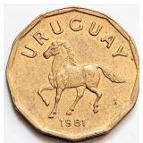 1981 Uruguay 10 CENTESIMOS coin 19mm bronze