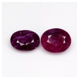 Pair 2pcs/5.49ct t.w Oval Natural Purplish Red Rub