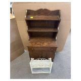 WOODEN CABINET & WICKER SHELF