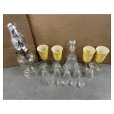 CRYSTAL DECANTER & VINTAGE OIL LAMP