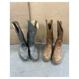 2 PAIR COWBOY BOOTS, SIZE 9.5