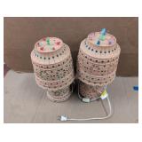 2 VINTAGE LAWN WARE LAMPS