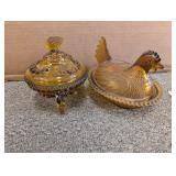 VINTAGE NESTING HEN & GLASSWARE