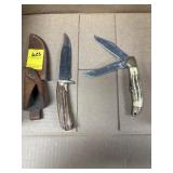 BONE HANDLE FOLDING & HUNTING KNIFE