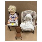 2 VINTAGE DOLLS W/CHAIRS
