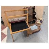 WOODEN CABINETS, FOLDING CHAIR & FISH DECOR