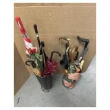UMBRELLA HOLDERS W/WALKING STICKS & UMBRELLAS