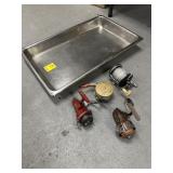 STAINLESS STEEL SERVING TRAY W/FISHING REELS
