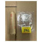 1969 CANADIAN DOLLAR COIN & ROLL CANADIAN PENNIES