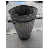 2 METAL TRASH CANS
