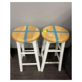 2 WOODEN STOOLS