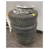 4 STUDDED SNOW TIRES, 195/65R/15