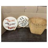 LARGE WICKER BACKET & DOG WALL ART