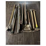 POST HOLE DIGGER, SLEDGE HAMMER & MISC TOOLS