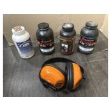 APPROX 1.5LB MUZZLE LOADER POWDER & EAR MUFFS