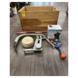 WOODEN CRATE W/MISC TOOLS