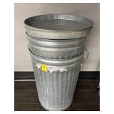 2 METAL TRASHCANS W/LIDS