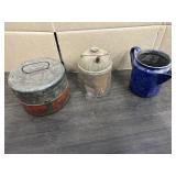 VINTAGE OIL CAN & METAL CONTAINER