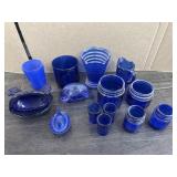 VINTAGE BLUE GLASSWARE & JARS