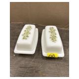 2 VINTAGE PYREX BUTTER DISHES