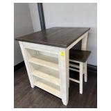 SOLID WOOD TABLE W/2 STOOLS