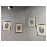 4 FLORAL WALL DECORS