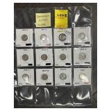 12 ROOSEVELT DIMES 1946-1963