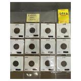 12 INDIAN HEAD CENTS 1893-1908