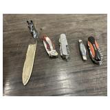 4 POCKET KNIVES & LETTER OPENER
