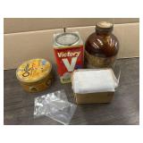 VINTAGE CANNISTERS & BOTTLE