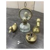 OIL LAMP & BRASS DUCKS