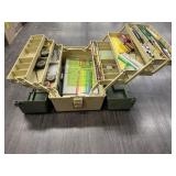TACKLE BOX FULL OR ART SUPPLIES & MISC ITEMS