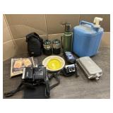 THERMOS, PROPANE BOTTLES, WATER JUG & CAMP SUPP