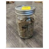 MASON JAR FULL OF WHEAT PENNIES