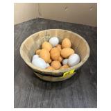 BASKET OF ARTIFICAL CHICKEN EGGS